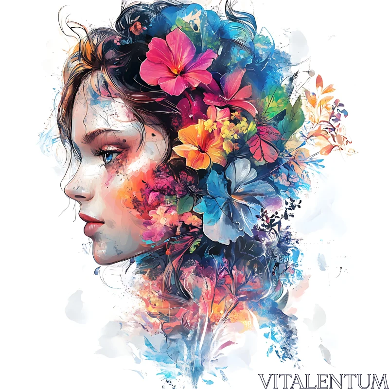 Colorful Surreal Woman Floral Portrait Colorful Surreal Woman Floral Portrait