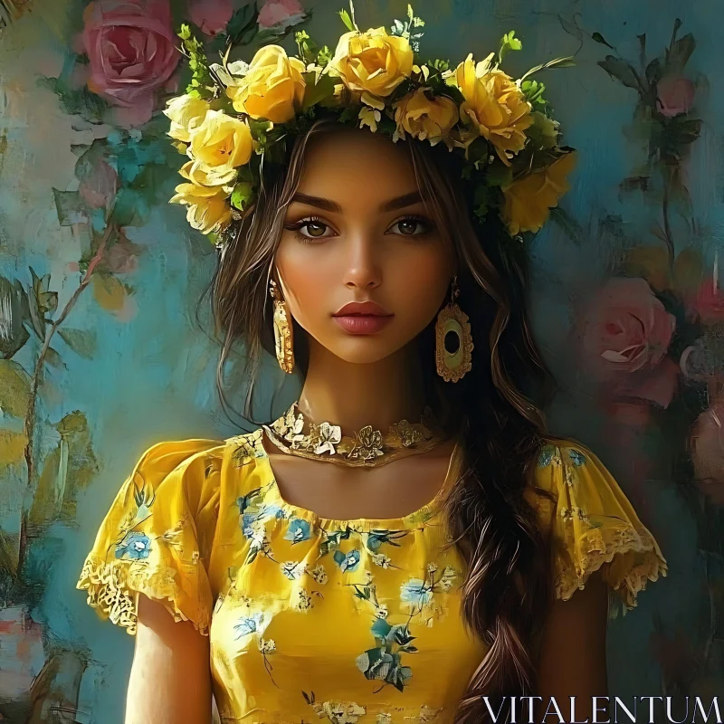 Elegant Floral Portrait of a Young Woman Elegant Floral Portrait of a Young Woman