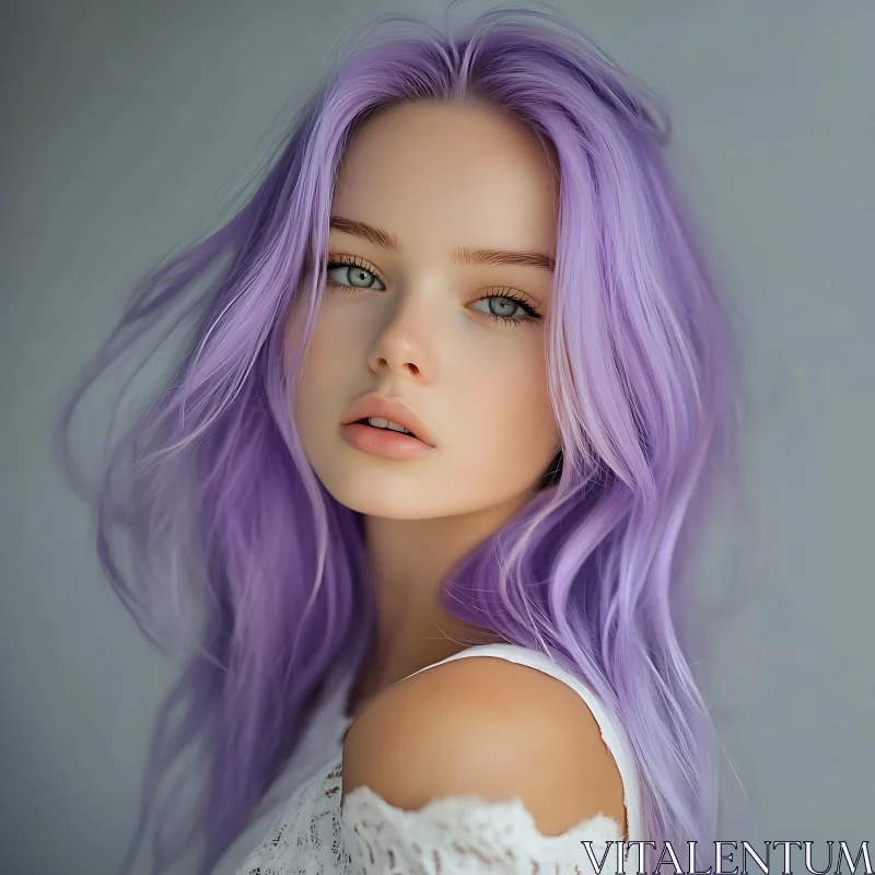 Lilac-Haired Beauty in Soft Light