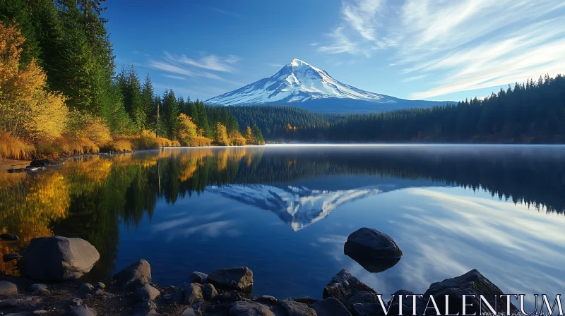 Majestic Mountain Reflections on a Tranquil Lake AI Image