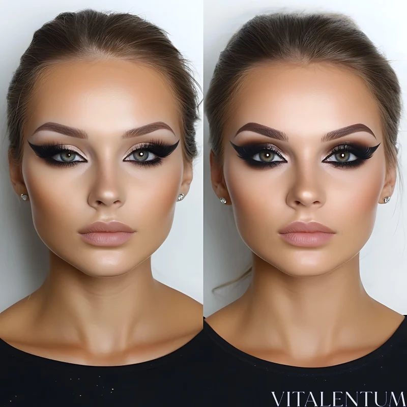 Elegant Woman with Flawless Makeup and Bold Eyeliner AI Image