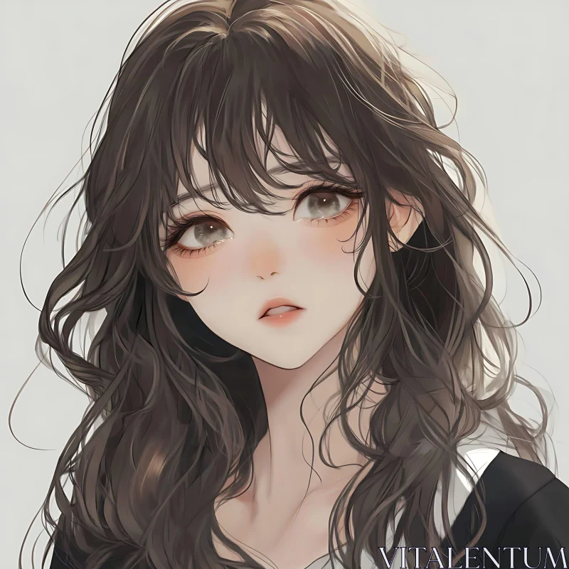 Expressive Anime Girl Illustration AI Image