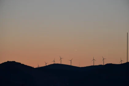 Evening Wind Turbine Silhouettes