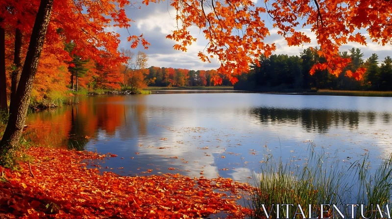 Serene Autumn Lake Scene AI Image