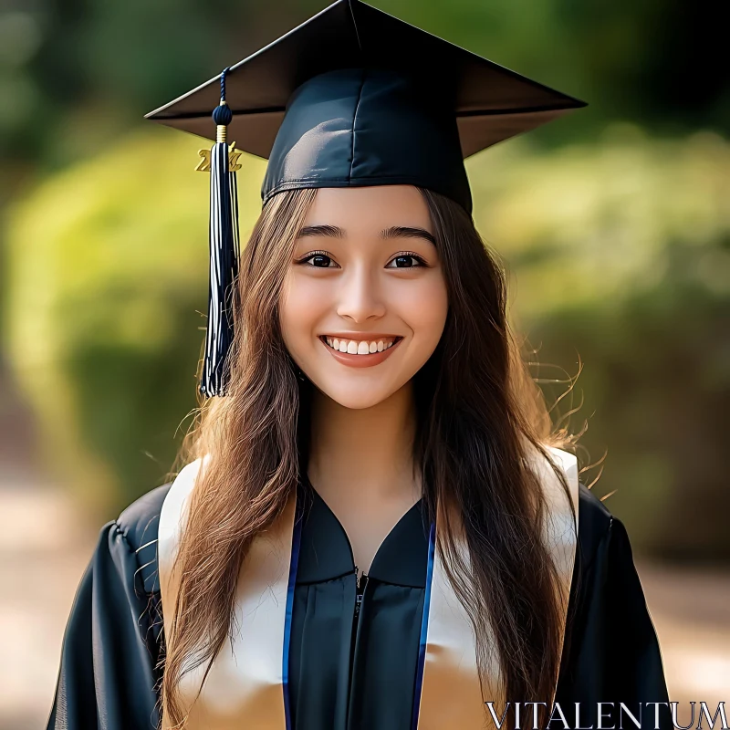 Cheerful Graduate at Outdoor Ceremony AI Image