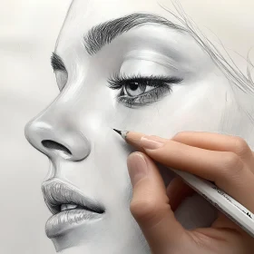 Detailed Facial Drawing with Pencil