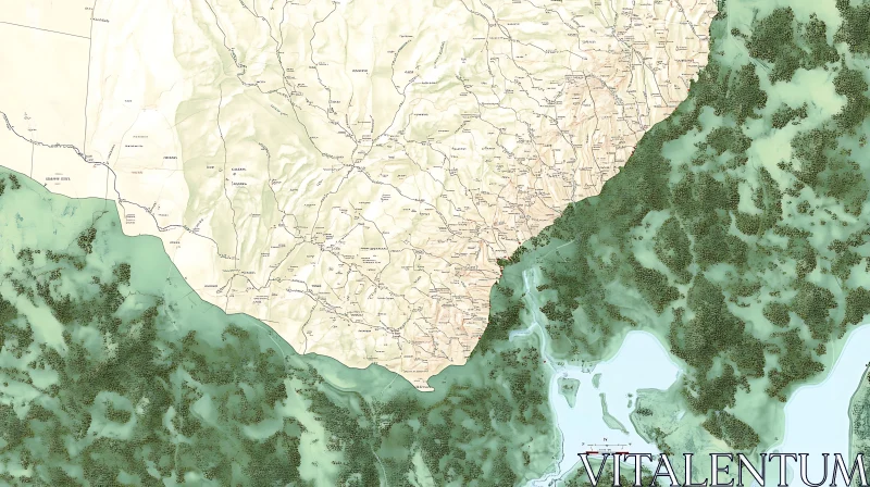 Detailed Topographic Geographical Map AI Image