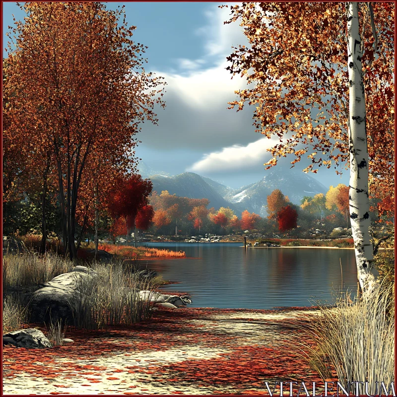 AI ART Autumn Lakeside Serenity