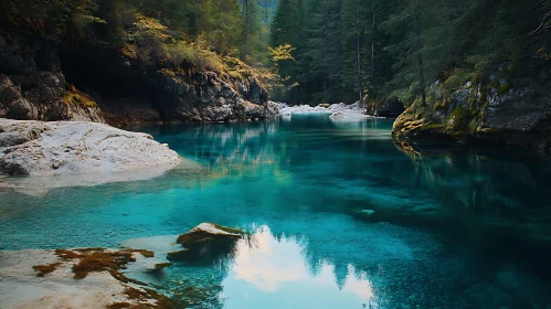 Tranquil Forest Lake with Reflective Waters