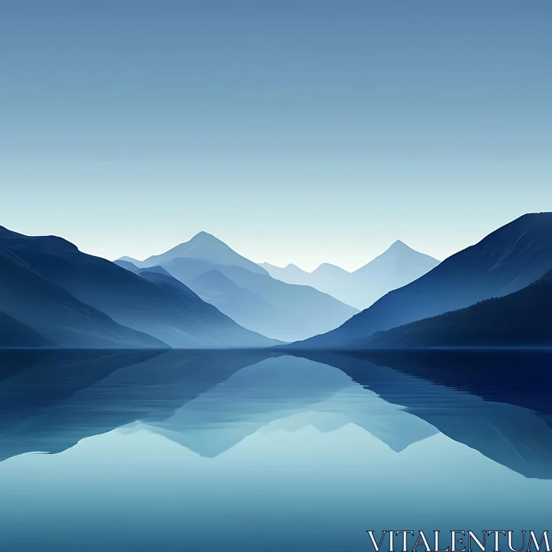 AI ART Tranquil Landscape with Reflective Lake and Mountains