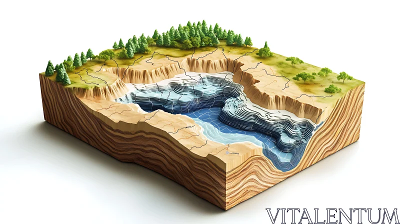 AI ART Detailed Landscape Visualization with Geological Layers