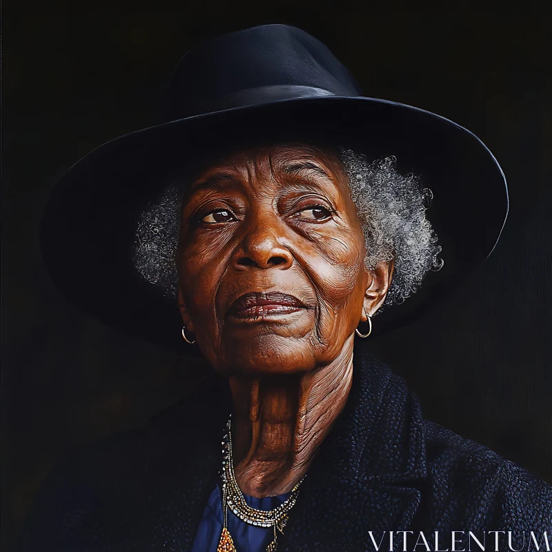 AI ART Dignified Elderly Woman Portrait with Hat