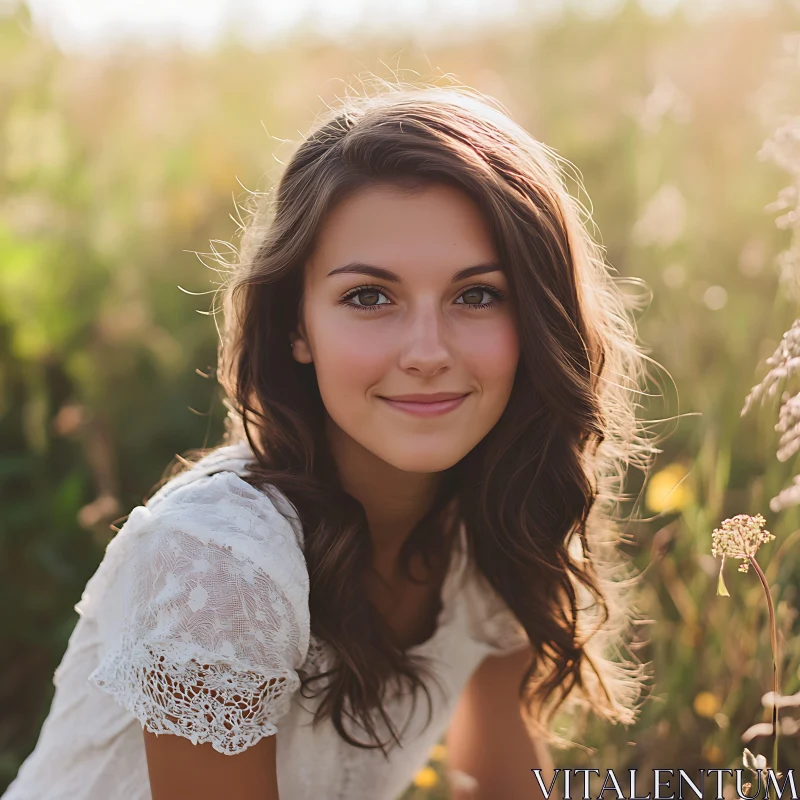 Radiant Female Portrait in Nature AI Image