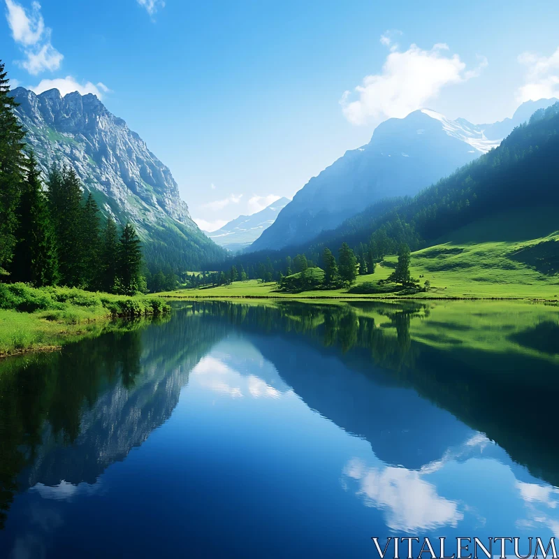 AI ART Peaceful Lake and Mountain Landscape