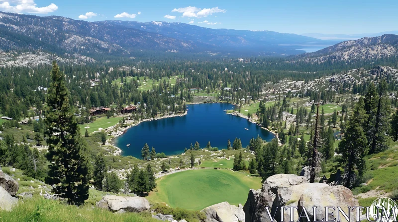 Beautiful Lake and Mountainous Vista AI Image