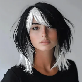 Black and White Hair Stunning Female Portrait