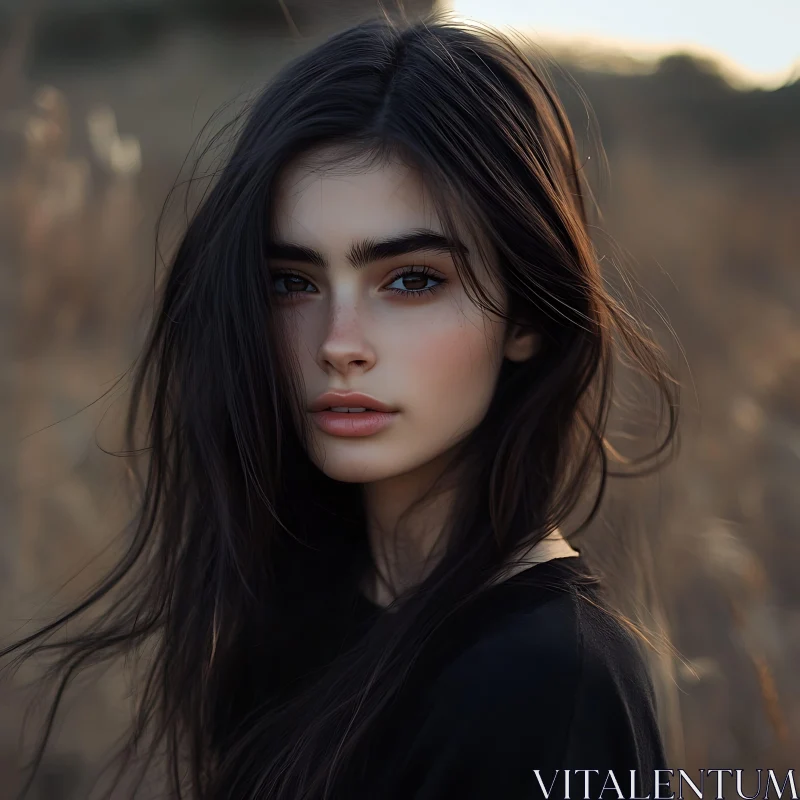 Young Woman in Natural Light Close-Up AI Image