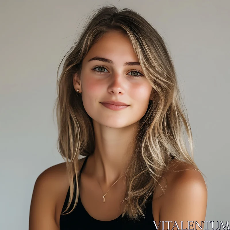 Smiling Blonde Woman Portrait AI Image