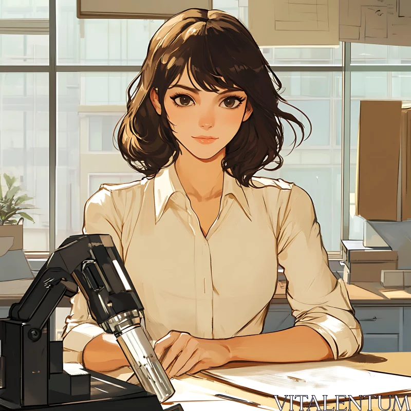 Anime Scientist in Lab Setting AI Image