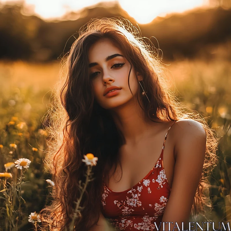 AI ART Golden Hour Beauty in Floral Dress