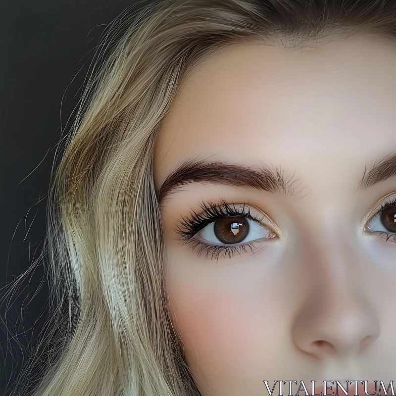 Detailed Close-Up of a Woman's Face and Eyes AI Image