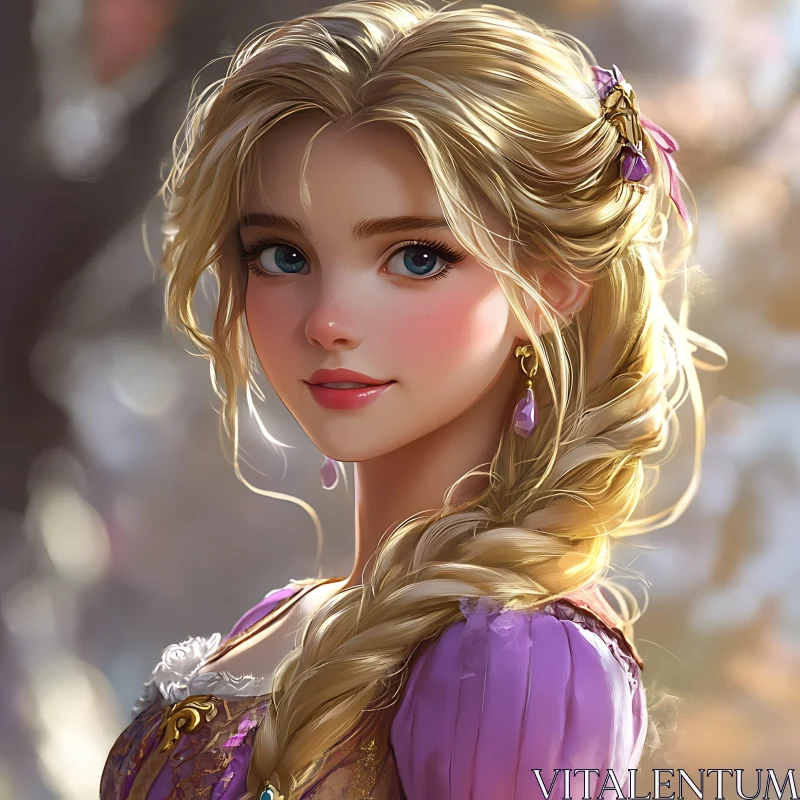 Fairytale Princess in Purple Dress AI Image