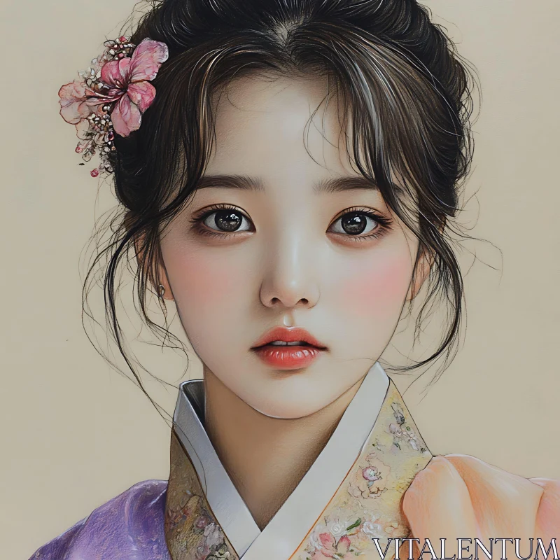 AI ART Portrait of a Young Woman in Traditional Attire