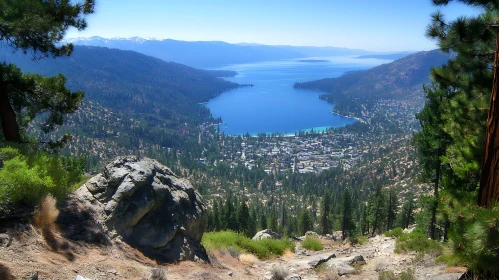 Serene Lake Surrounded by Mountains