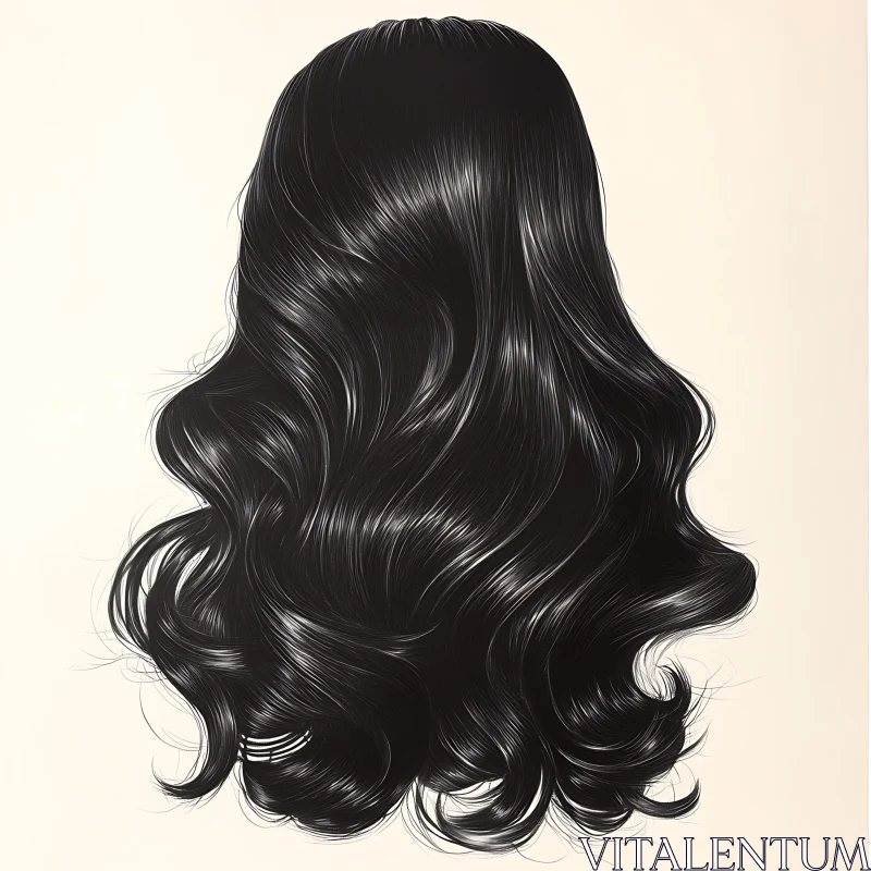 Long Black Curly Hair with Shine AI Image