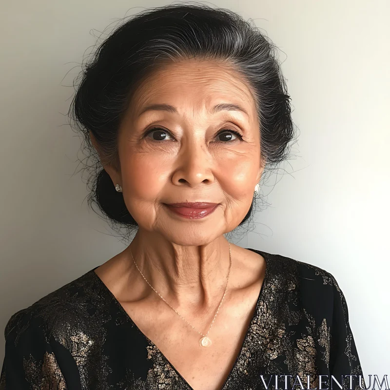 Elegant Elderly Lady with Warm Expression AI Image