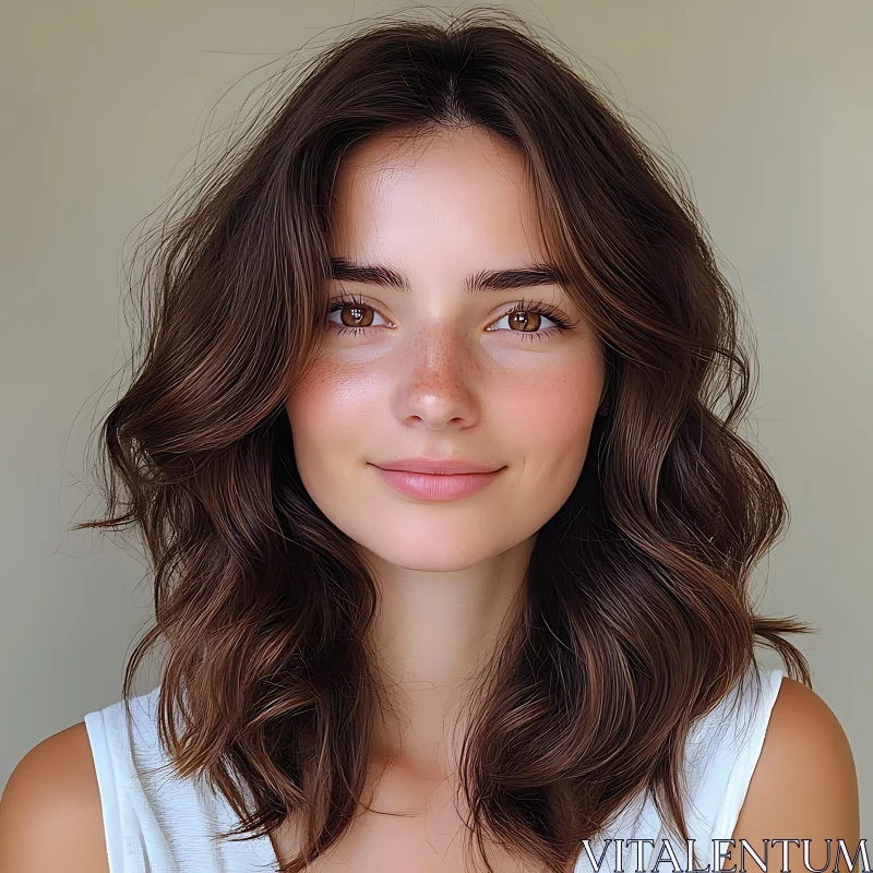 Portrait of a Young Smiling Woman AI Image