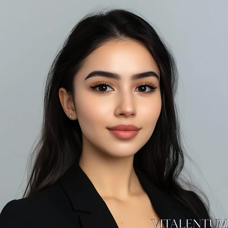 AI ART Elegant Young Woman in a Black Blazer