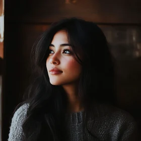 Thoughtful Woman in Soft Window Light