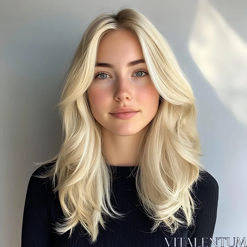 Natural Beauty of Blonde Woman AI Image