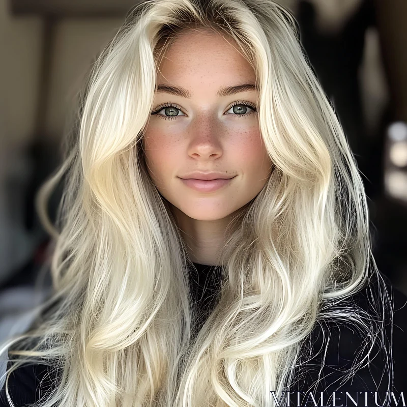 Beautiful Blonde Hair Woman Portrait AI Image