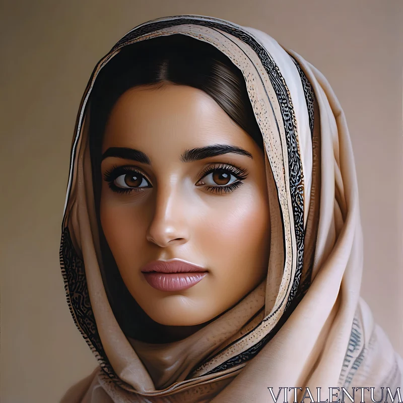 Serene Woman Portrait with Expressive Eyes AI Image