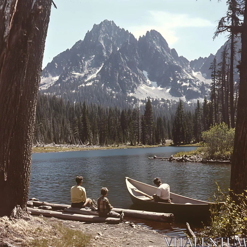 Peaceful Mountain Lake Scene AI Image