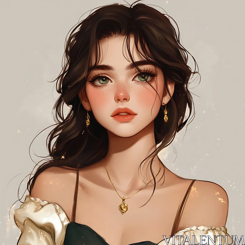 Graceful Woman Portrait Artwork AI Image