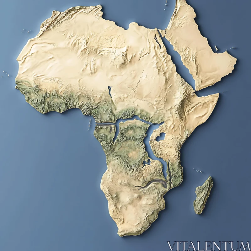 Africa Relief Map - Topographical Details AI Image