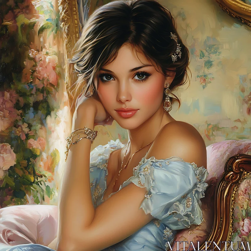 AI ART Classic Romantic Portrait of a Woman