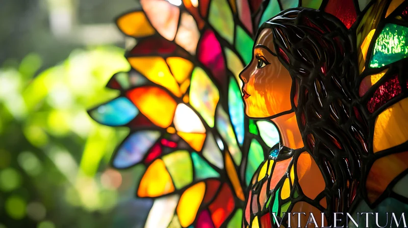 AI ART Vibrant Stained Glass Portrait