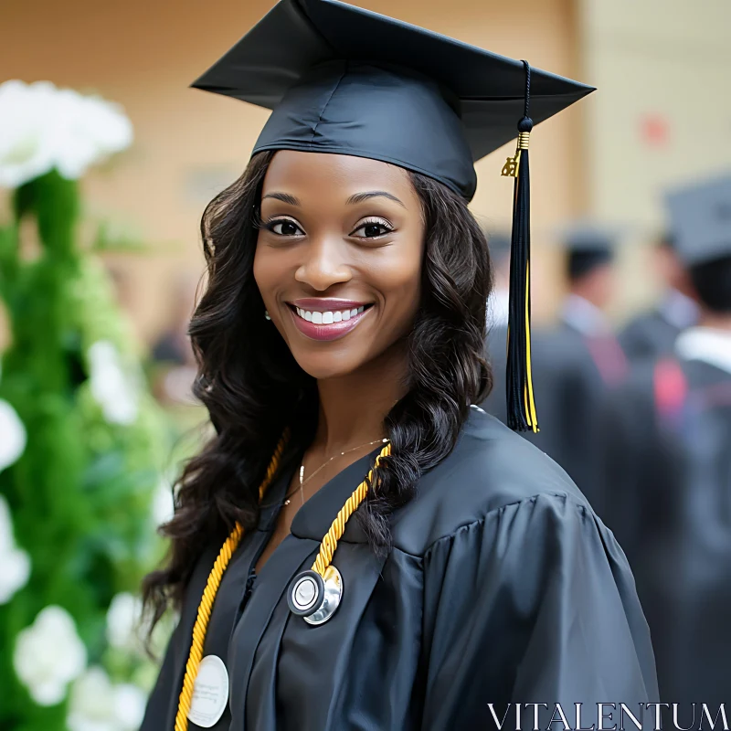 Female Graduate at Commencement Ceremony AI Image