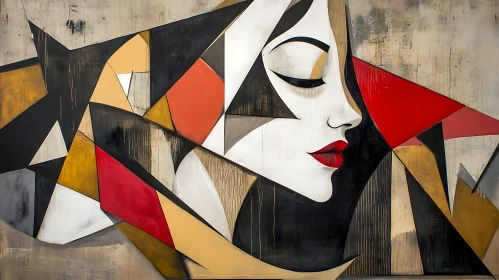 Modern Abstract Art Deco Woman Profile