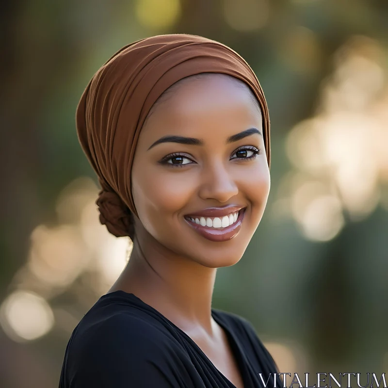 Smiling Woman Wearing Headscarf AI Image