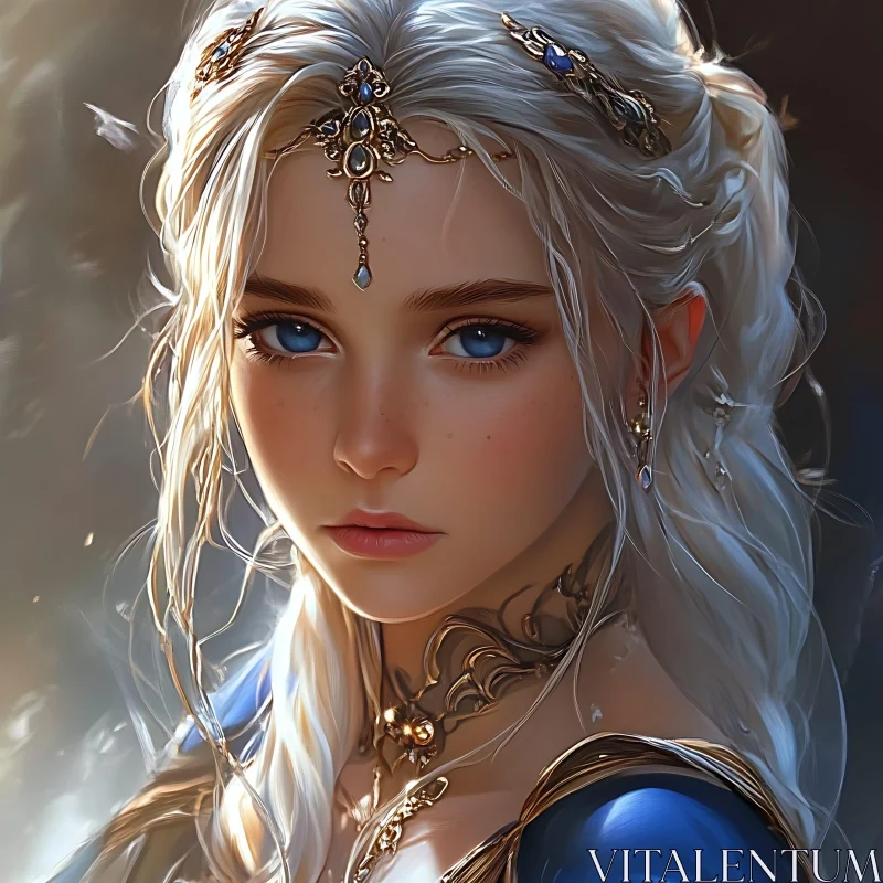 Elegant Blonde Woman in Fantasy Style AI Image