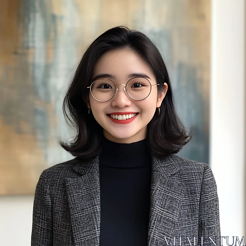 AI ART Portrait of a Stylish Woman with Glasses