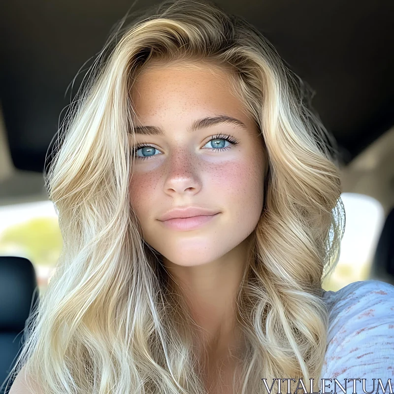 Young Woman with Natural Beauty AI Image