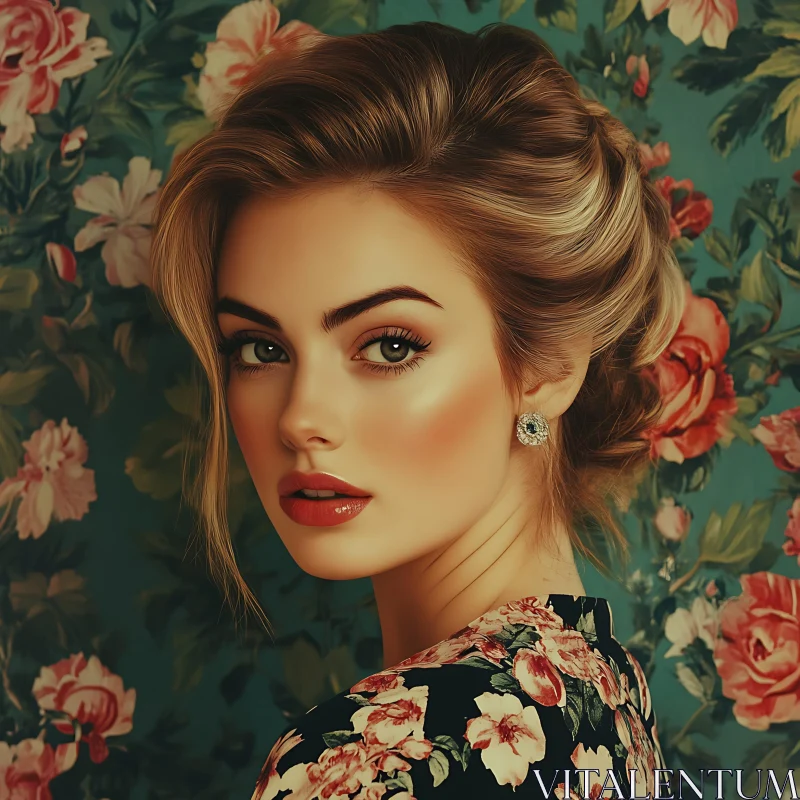 AI ART Vintage-Inspired Elegant Female Portrait