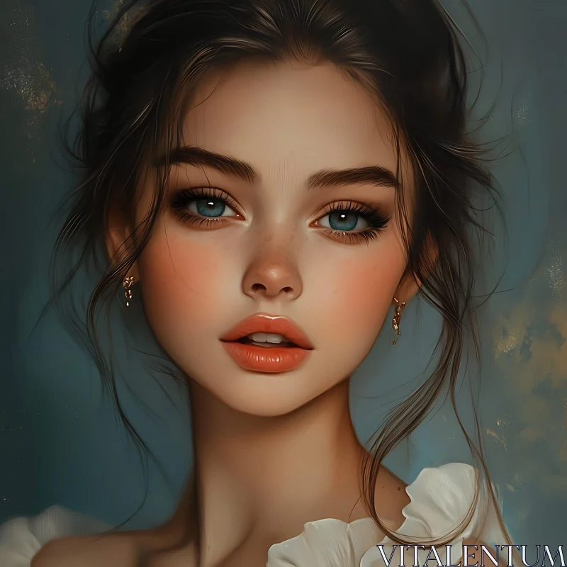 Captivating Digital Art of a Woman's Portrait AI Image