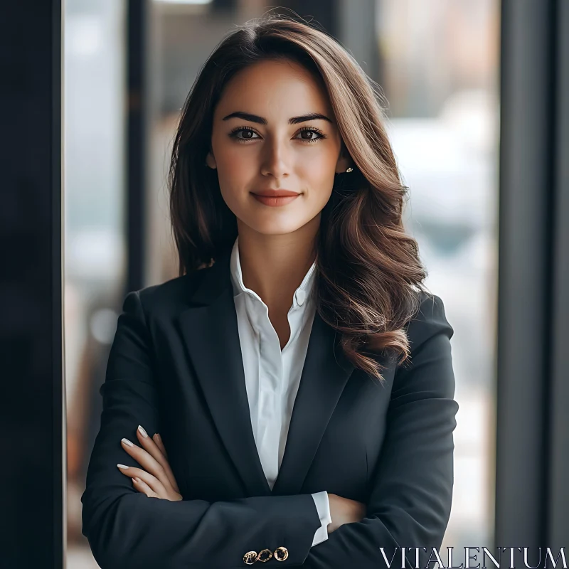 Businesswoman Portrait in Modern Office Setting AI Image